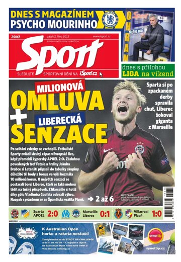 Obálka e-magazínu Sport 2.10.2015