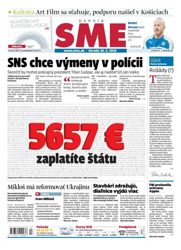 Obálka e-magazínu SME 30.3.2016