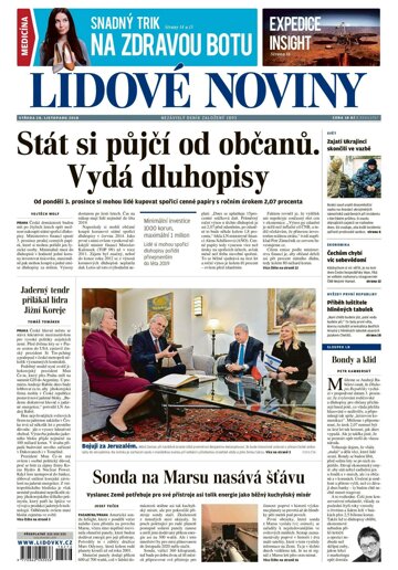 Obálka e-magazínu Lidové noviny 28.11.2018