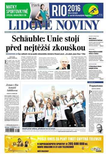 Obálka e-magazínu Lidové noviny 5.8.2016