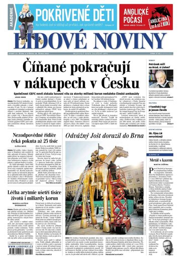 Obálka e-magazínu Lidové noviny 27.10.2015