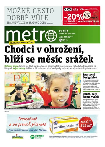 Obálka e-magazínu deník METRO 26.10.2016