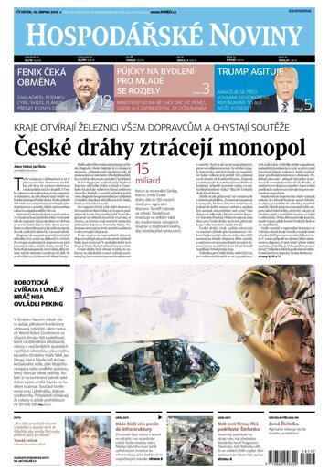 Obálka e-magazínu Hospodářské noviny 157 - 16.8.2018