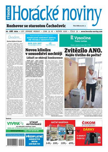 Obálka e-magazínu Horácké Noviny 39/2024