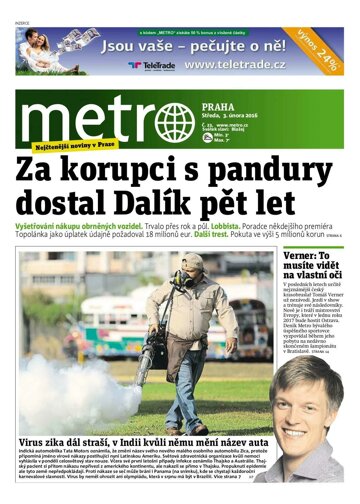 Obálka e-magazínu deník METRO 3.2.2016