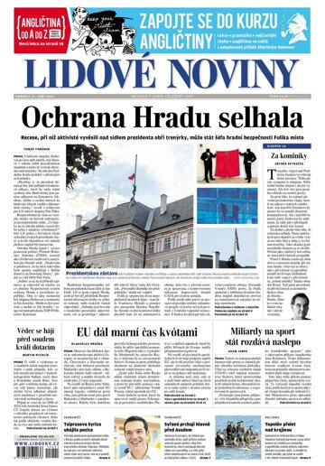 Obálka e-magazínu Lidové noviny 21.9.2015