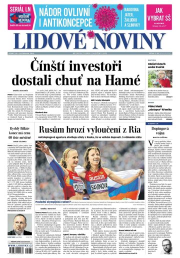 Obálka e-magazínu Lidové noviny 10.11.2015