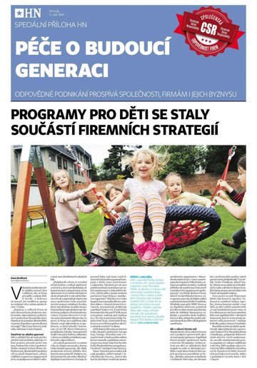 Obálka e-magazínu Hospodářské noviny - příloha 171 - 3.9.2015 Pece o budouci generaci