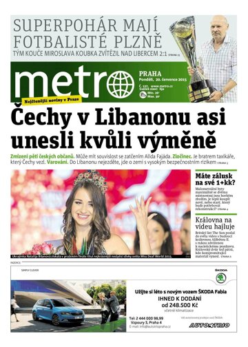 Obálka e-magazínu deník METRO 20.7.2015