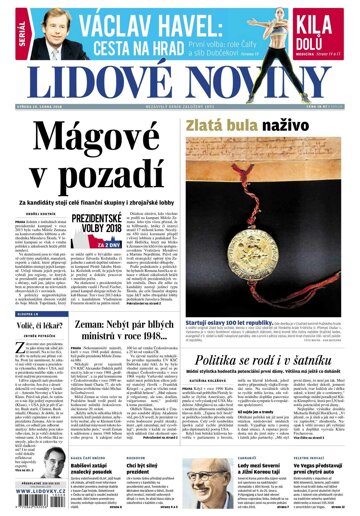 Obálka e-magazínu Lidové noviny 10.1.2018