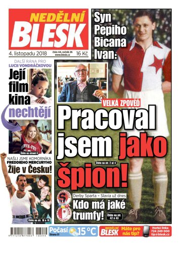 Obálka e-magazínu Nedělní Blesk 4.11.2018