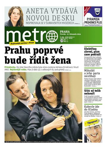 Obálka e-magazínu deník METRO 27.11.2014