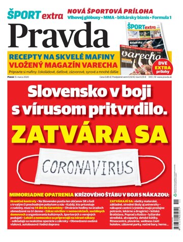 Obálka e-magazínu Pravda 13. 3. 2020