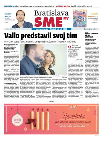 Obálka e-magazínu SME MY Bratislava 14/12/2018