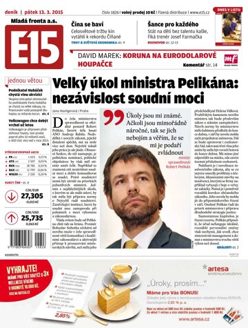 Obálka e-magazínu E15 13.3.2015