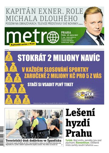 Obálka e-magazínu deník METRO 18.8.2017