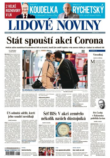 Obálka e-magazínu Lidové noviny 9.3.2020