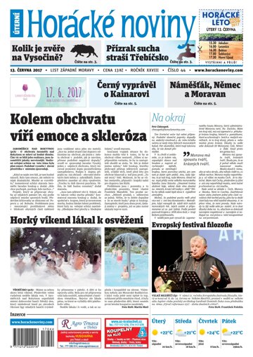 Obálka e-magazínu Horácké Noviny Úterý 13.6.2017 č. 044