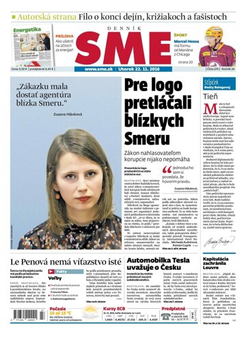 Obálka e-magazínu SME 22.11.2016