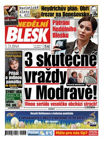 Obálka e-magazínu Nedělní Blesk 5.4.2015