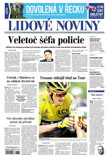 Obálka e-magazínu Lidové noviny 25.7.2016