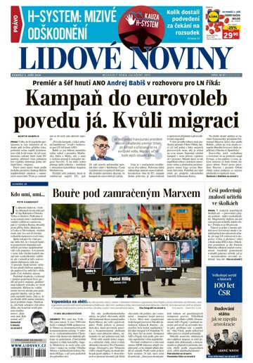 Obálka e-magazínu Lidové noviny 3.9.2018