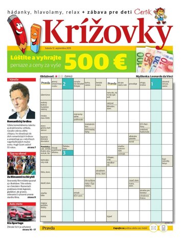 Obálka e-magazínu Krížovky 12. 9. 2015