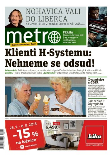 Obálka e-magazínu deník METRO 25.7.2018