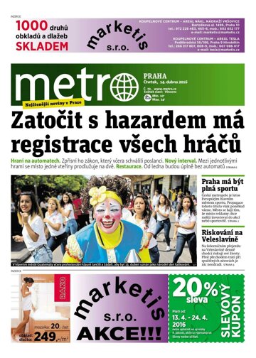 Obálka e-magazínu deník METRO 14.4.2016