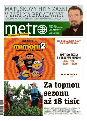 Obálka e-magazínu deník METRO 25.8.2022