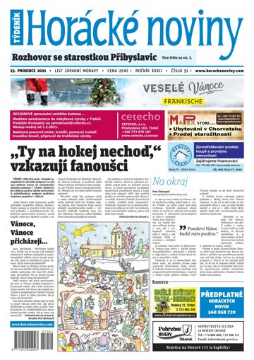 Obálka e-magazínu Horácké Noviny Čtvrtek 23.12.2021 č. 051