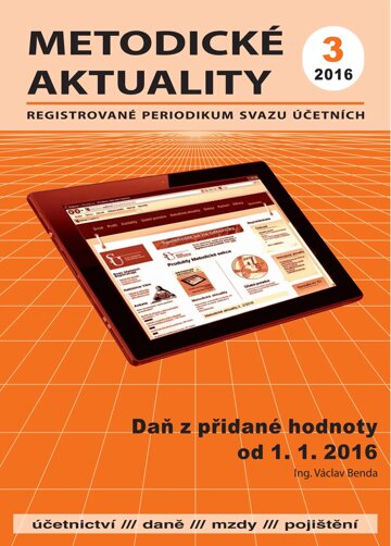 Obálka e-magazínu Metodické aktuality Svazu účetních 3/2016