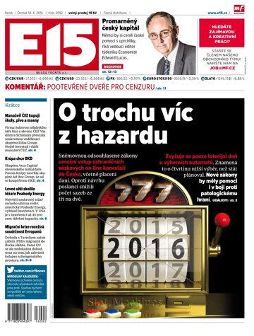 Obálka e-magazínu E15 14.4.2016