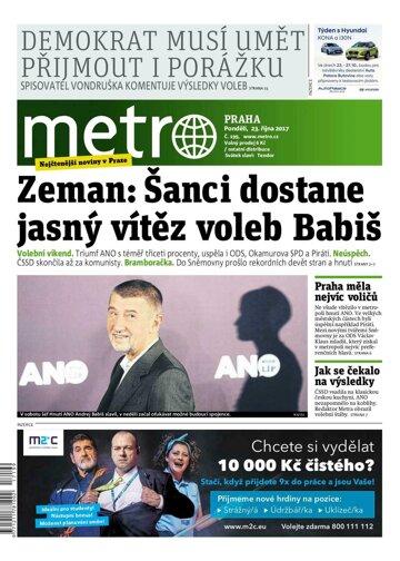 Obálka e-magazínu deník METRO 23.10.2017