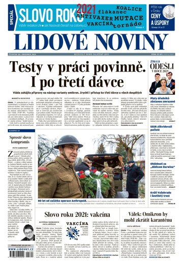 Obálka e-magazínu Lidové noviny 30.12.2021