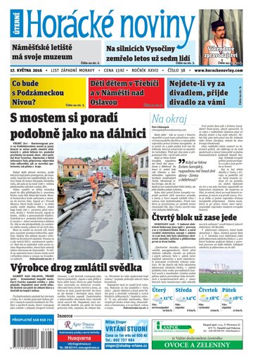 Obálka e-magazínu Horácké Noviny Úterý 17.5.2016 č. 038