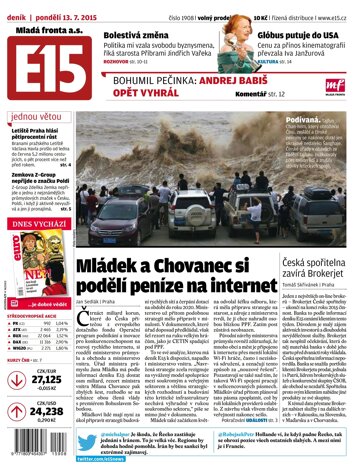 Obálka e-magazínu E15 13.7.2015