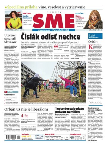 Obálka e-magazínu SME 9.10.2015