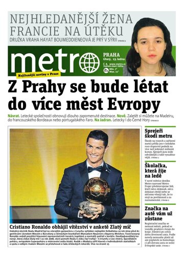 Obálka e-magazínu deník METRO 13.1.2015