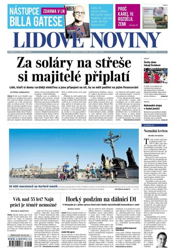 Obálka e-magazínu Lidové noviny 9.5.2016