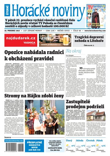 Obálka e-magazínu Horácké Noviny Úterý 19.12.2017 č. 096