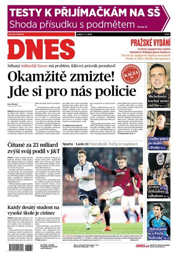 Obálka e-magazínu MF Dnes 11.3.2016