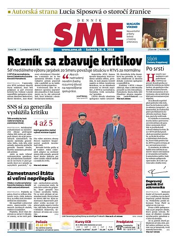 Obálka e-magazínu SME 28.4.2018