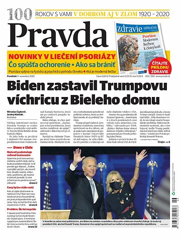 Obálka e-magazínu Pravda 9. 11. 2020