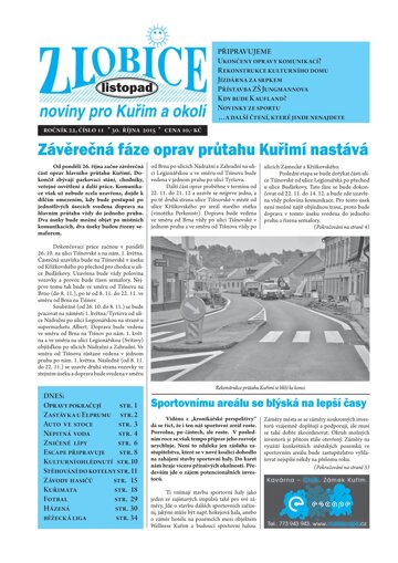 Obálka e-magazínu Zlobice – noviny pro Kuřim a okolí 11/2015