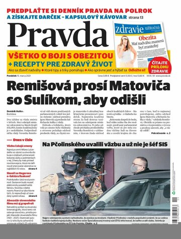 Obálka e-magazínu Pravda 15. 3. 2021