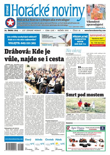 Obálka e-magazínu Horácké Noviny úterý 24.2.2015 č.16