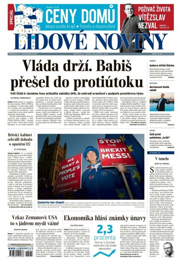 Obálka e-magazínu Lidové noviny 15.11.2018