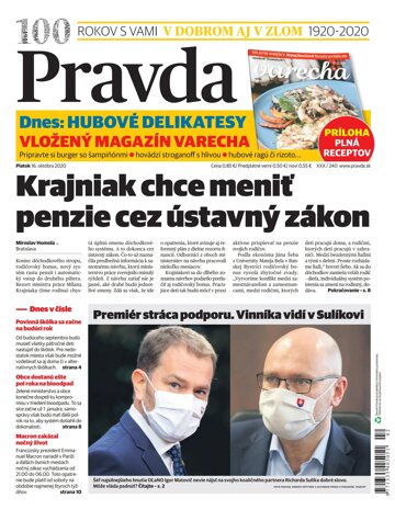 Obálka e-magazínu Pravda 16. 10. 2020