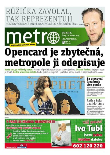 Obálka e-magazínu deník METRO 28.4.2015